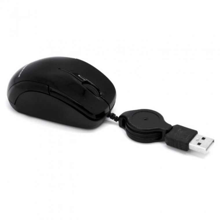 Phoenix Mini Ratón Óptico USB Retráctil 800DPI Negro