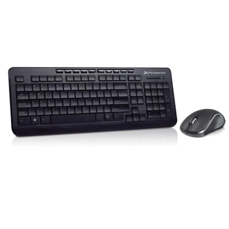 Phoenix Combo Teclado Multimedia + Ratón Óptico Inalámbricos 1000DPI Negro