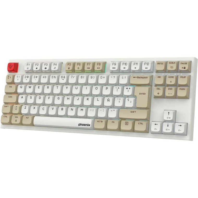 Phoenix Royal Teclado Mecánico Gaming RGB Switch Outemu Brown Blanco/Beige