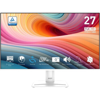 Monitor MSI Pro MP275W E2 27" FullHD 120Hz IPS Blanco Altavoces VESA FlickerFree