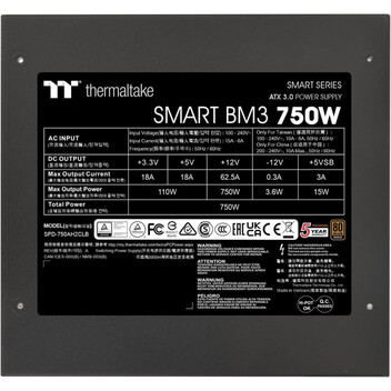 Fuente Alimentación Thermaltake Smart BM3 PCIE5 750W 80 Plus Bronze Semi Modular Fuente Alimentación Thermaltake Smart BM3 PCIE5 750W 80 Plus Bronze Semi Modular