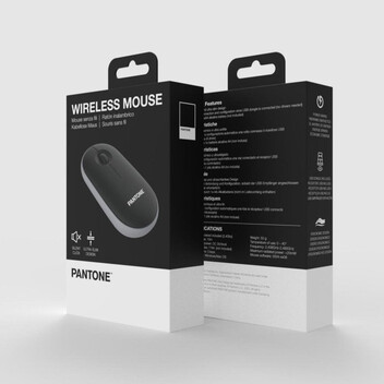 Ratón Pantone PT-MS001BK Inalámbrico USB-C Bluetooth 2400 DPI Negro Gris Recargable Ergonomía Silenc