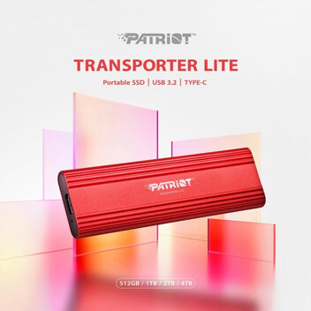 Disco Duro Patriot Transporter Lite 1TB SSD USB Tipo C 1000 MB/s Rojo