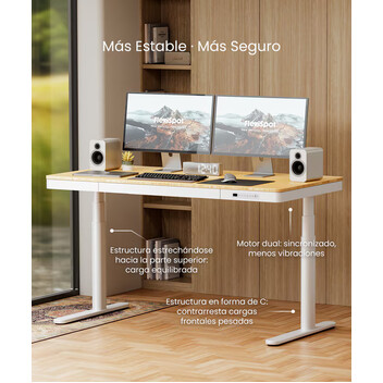 Mesa Elevable con Carga Inalámbrica y Tablero de bambú (Q8)