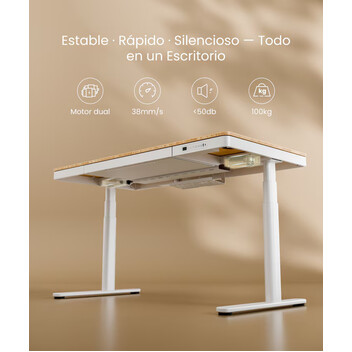 Mesa Elevable con Carga Inalámbrica y Tablero de bambú (Q8)