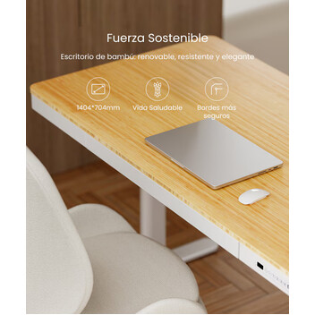 Mesa Elevable con Carga Inalámbrica y Tablero de bambú (Q8W-EU)