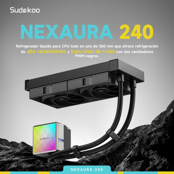 Refrigeración Líquida Sudokoo NEXAURA 240mm 2 Ventiladores RGB Diseño Innovador Refrigeración Líquida Sudokoo NEXAURA 240mm 2 Ventiladores RGB Diseño Innovador
