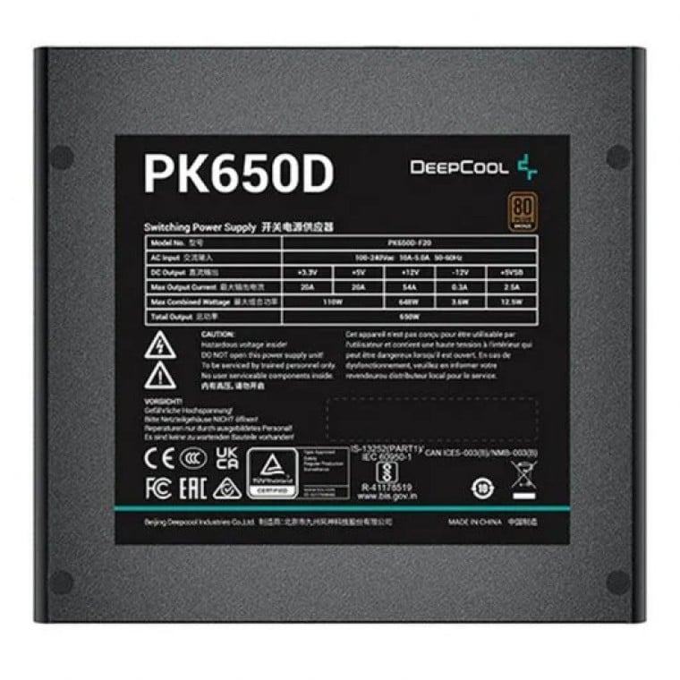 DeepCool PK650D Fuente de Alimentación 650W 80 Plus Bronze