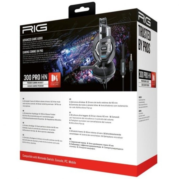 Nacon RIG Serie 300 PRO HN Auriculares Gaming Negros Multiplataforma