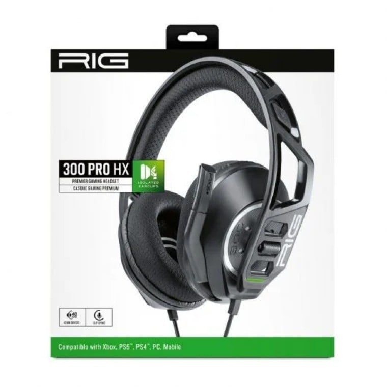 Nacon RIG Serie 300 PRO HX Auriculares PC/Xbox/PS4/PS5/Switch Gaming Negros