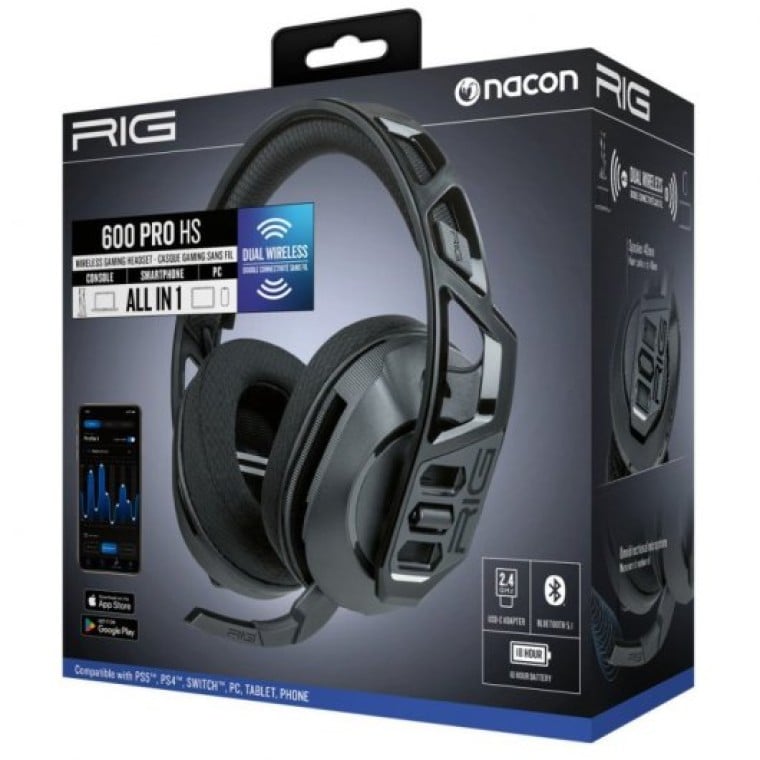 Nacon RIG 600 PRO HS Auriculares PC/Xbox/PS4/PS5/Switch Gaming Inalámbricos Negros