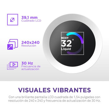 Refrigeración Líquida NZXT Kraken Plus 360 RGB 360mm 3 Ventiladores Pantalla LCD Blanco