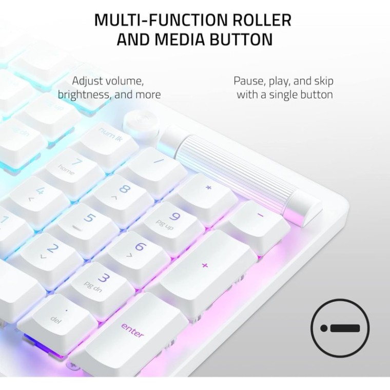 Razer Deathstalker V2 Pro Teclado Mecánico Gaming Inalámbrico RGB Switch Purple Blanco Layout USA