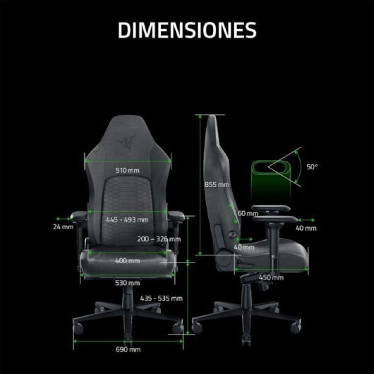 Razer Iskur V2 Fabric Silla Gaming Gris