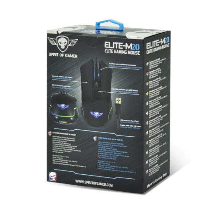 Spirit of Gamer Elite-M20 Ratón Óptico 4000 DPI