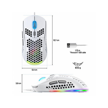 Ratón Spirit of Gamer PRO-M4 ARTIC USB 12800 DPI Blanco Iluminación 6 Botones