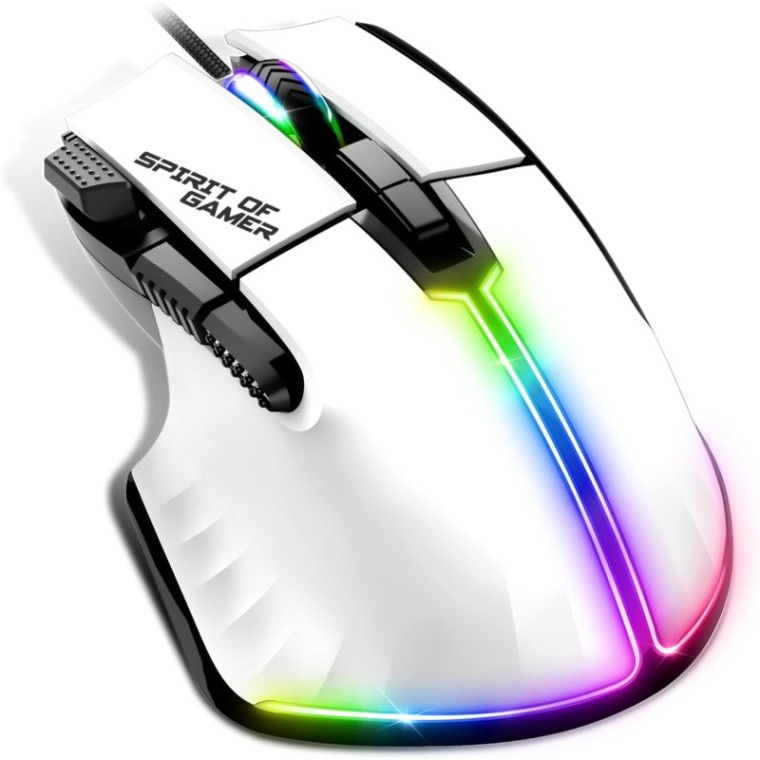 Spirit of Gamer Pro M5 RGB Ratón Gaming 12800DPI Blanco