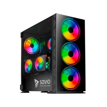 Torre PC Torre ATX Savio Prime X1 ARGB 4 Ventiladores Vidrio Templado Negra Torre PC Torre ATX Savio Prime X1 ARGB 4 Ventiladores Vidrio Templado Negra