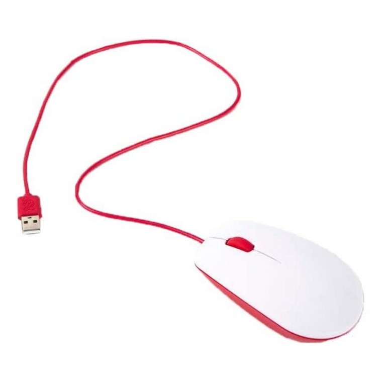 Raspberry Pi SC0165 Ratón Óptico Ambidiestro USB Blanco/Rojo