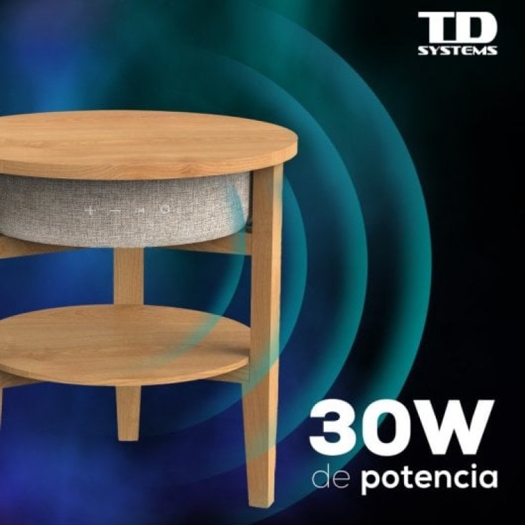 TD Systems SM30B11WC8B Altavoz Mesa Bluetooth 30W con Batería 2200mah Madera Cerezo