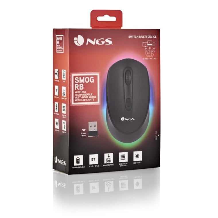 NGS Smog-RB Ratón Wireless RGB Multidispositivo Negro