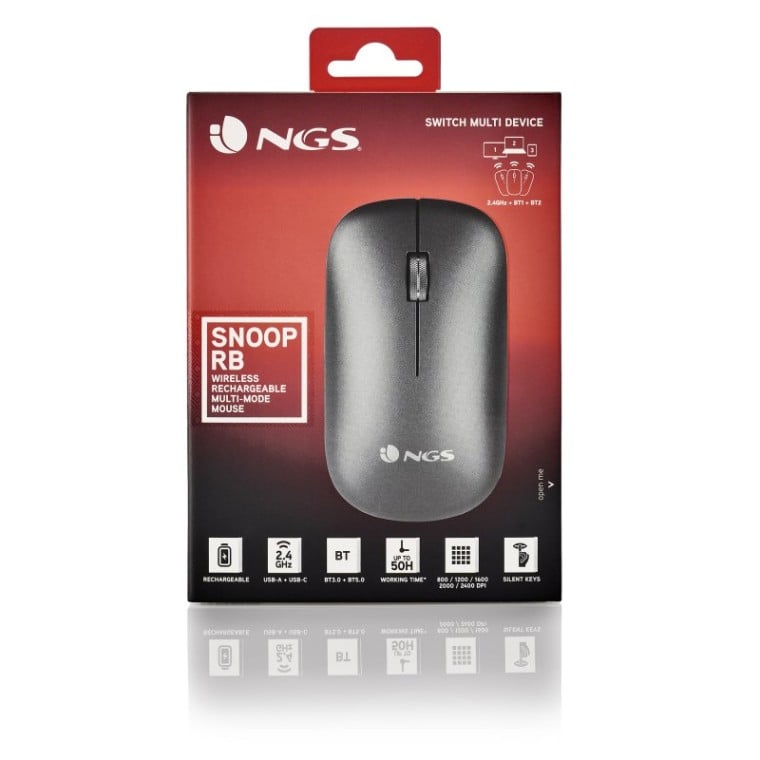 NGS Snoop-RB Ratón Wireless RGB Multidispositivo Gris