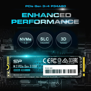 Disco Duro Silicon Power P34A60 2TB Disco SSD PCIe Gen3x4 2200MB/s M.2 + ECC y Cache SLC