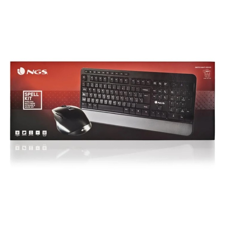 NGS Spell Kit Ergonómico de Teclado Qwerty Portugués + Ratón Inalámbricos Multidispositivo Bluetooth