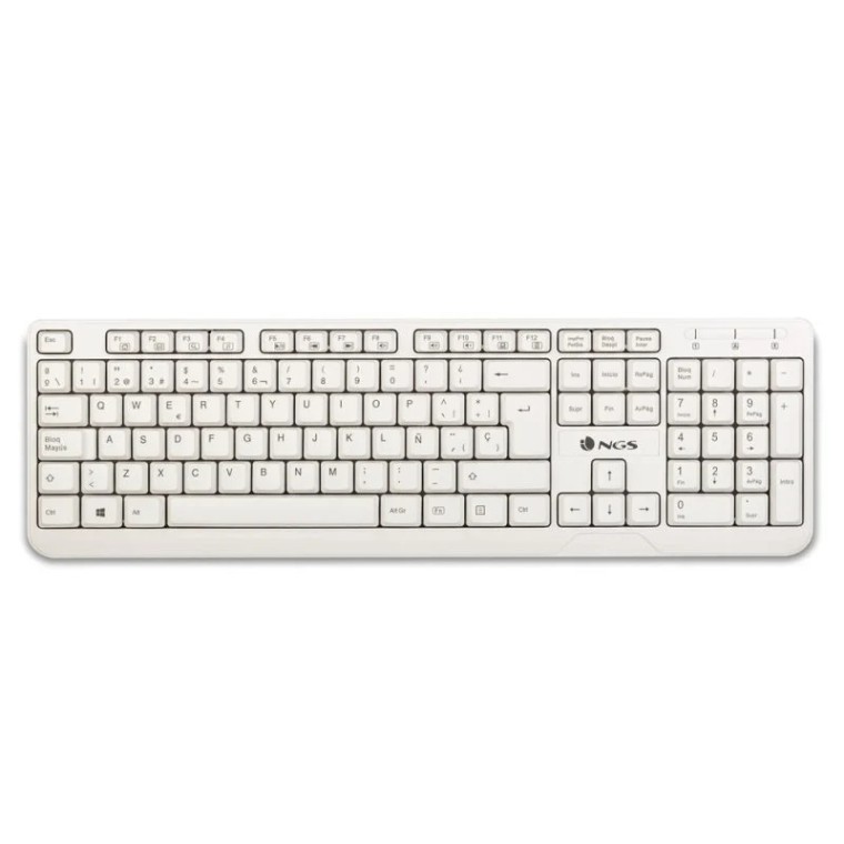 NGS Spike Teclado USB Multimedia Plug & Play 1.4m Qwerty Español Blanco