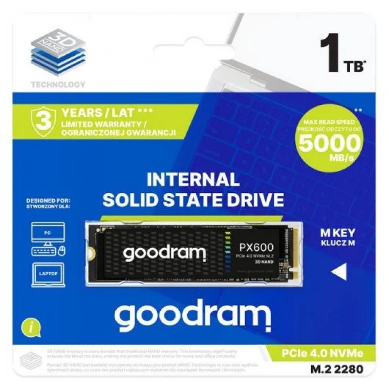 GoodRam PX600 1TB SSD M.2 3D NAND NVMe PCIe 4.0