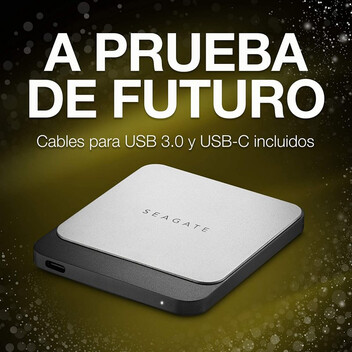 Disco Duro Seagate Fast SSD Externo 1TB USB-C 3.0 Plata