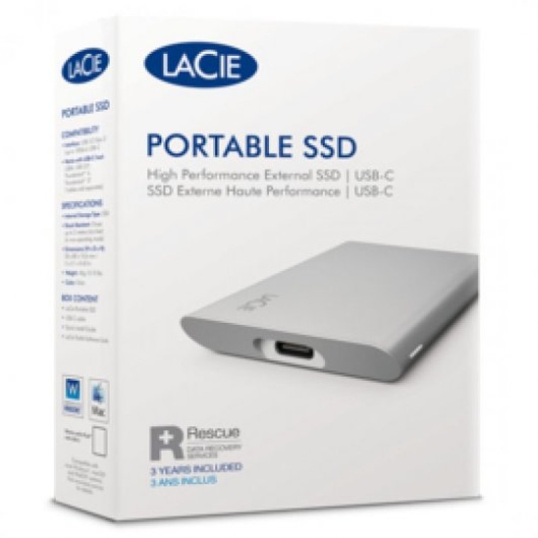 Lacie Portable 1TB SSD 2.5" NVMe USB-C Plata