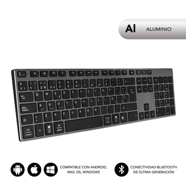 Subblim Advance Extended Grey Teclado Bluetooth