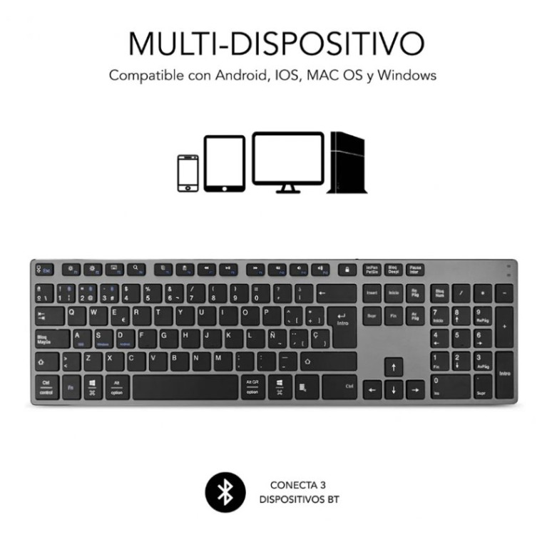 Subblim Advance Extended Grey Teclado Bluetooth