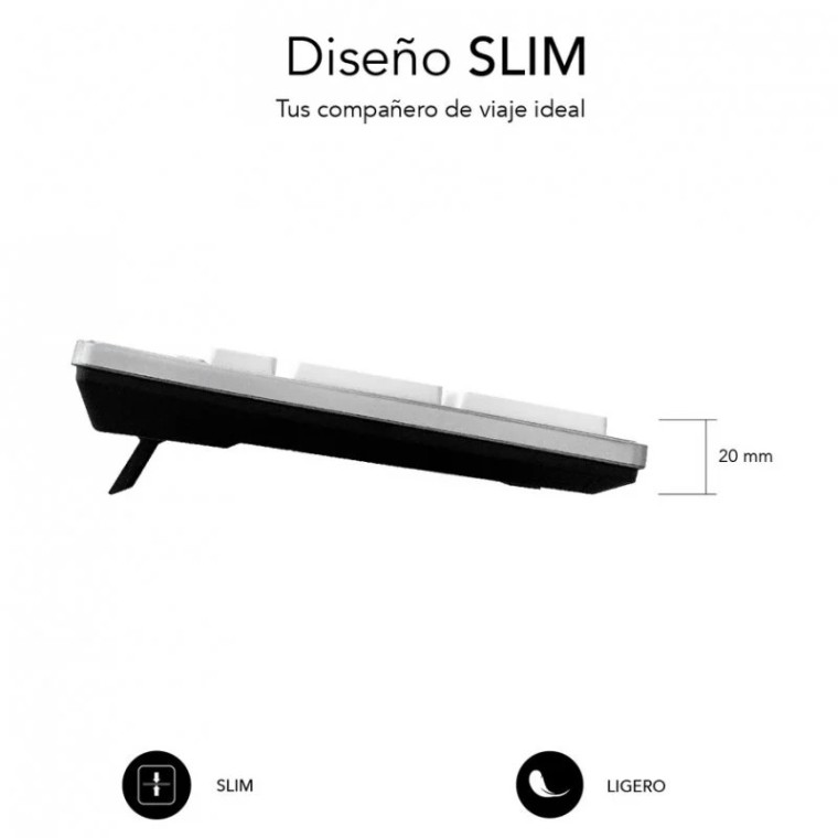 Subblim Ergo Silent Flat Teclado USB Blanco/Plata