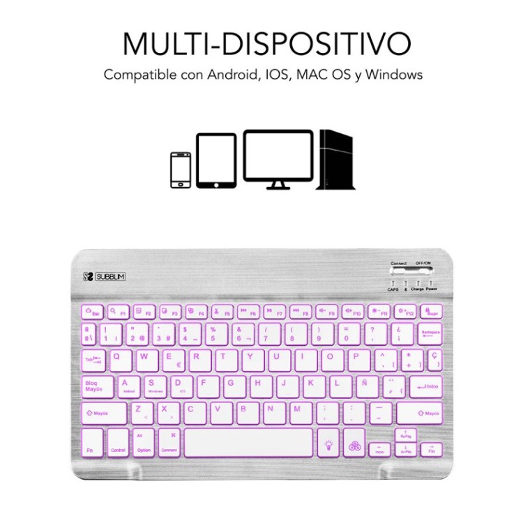 Subblim Smart Backlit Teclado Bluetooth Plata