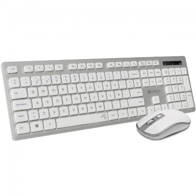 Subblim Ergo Combo Teclado + Ratón Inalámbrico Plata/Blanco