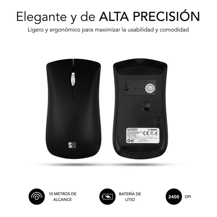 Subblim Elegant Ratón Bluetooth 2400 DPI Negro