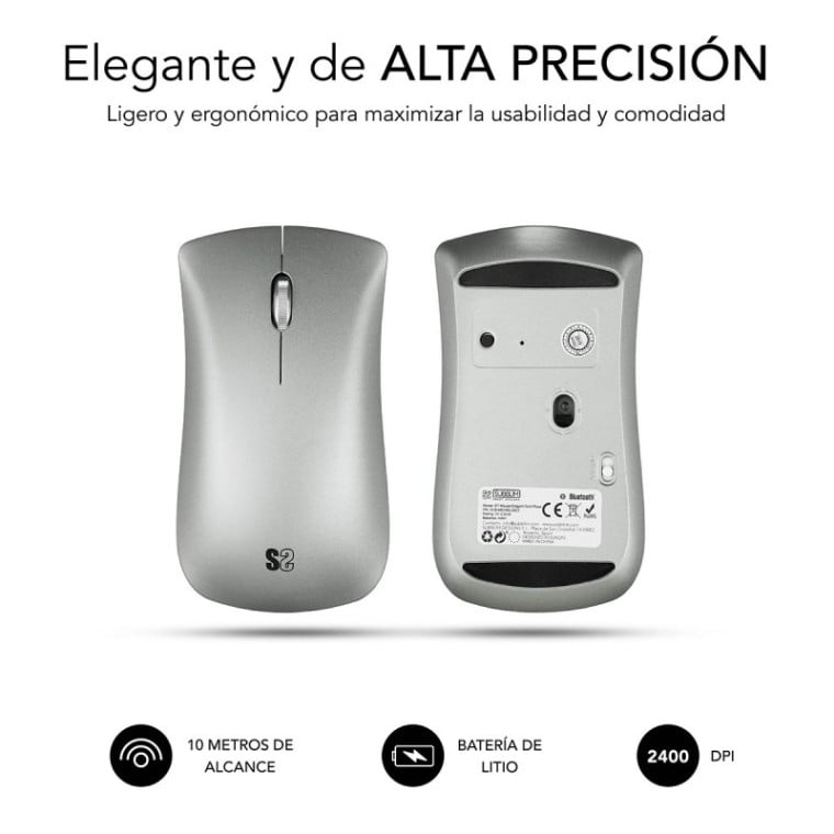 Subblim Elegant Ratón Bluetooth 2400 DPI Plata