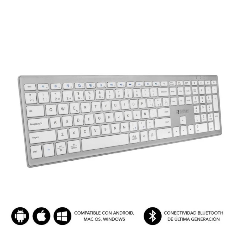 Subblim Pure Extended Teclado Inalámbrico Bluetooth Plata