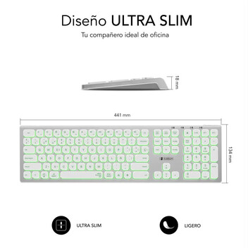 Subblim Master Teclado Inalámbrico Multidispositivo Retroiluminado Plata/Blanco Subblim Master Teclado Inalámbrico Multidispositivo Retroiluminado Plata/Blanco
