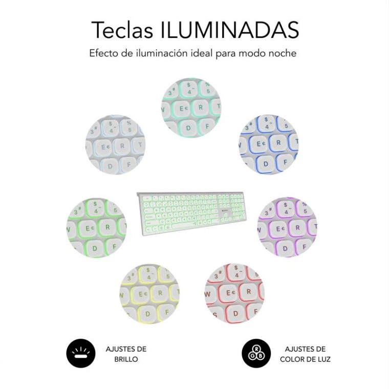 Subblim Master Teclado Inalámbrico Multidispositivo Retroiluminado Plata/Blanco