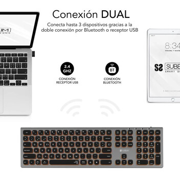 Subblim Master Teclado Inalámbrico Multidispositivo Retroiluminado Gris/Negro Subblim Master Teclado Inalámbrico Multidispositivo Retroiluminado Gris/Negro