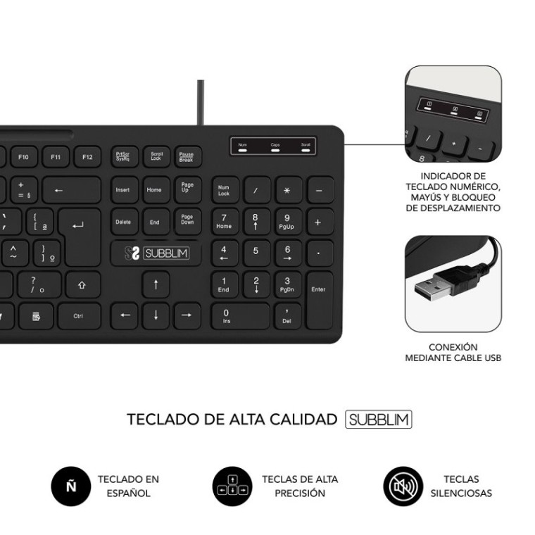 Subblim Business Slim Teclado Negro