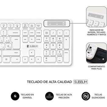 Subblim Combo Business Slim Inalámbrico Teclado + Ratón Blanco Subblim Combo Business Slim Inalámbrico Teclado + Ratón Blanco