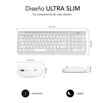 Subblim Prestige Combo Multidispositivo Teclado Inalámbrico + Ratón Plata/Blanco Subblim Prestige Combo Multidispositivo Teclado Inalámbrico + Ratón Plata/Blanco