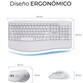 Teclado de membrana SUBBLIM Combo Dual Office Prowave Layout ES inalámbrico Bluetooth y USB blanco