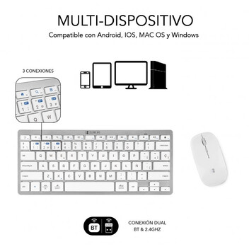 Subblim Combo Teclado y Ratón Inalámbrico Blanco