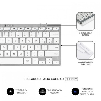 Subblim Combo Teclado y Ratón Inalámbrico Blanco