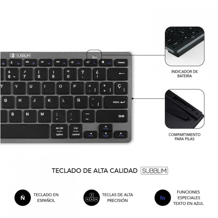 Subblim Combo Teclado + Ratón Inalámbrico Negros